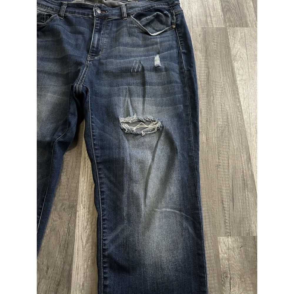 Judy Blue Boyfriend Fit Jeans Womens 10W Dark Wash Distressed Stretch Denim - Picture 3 of 13